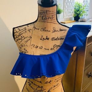 MOUILLÉ COBALT OFF THE SHOULDER SWIM TOP